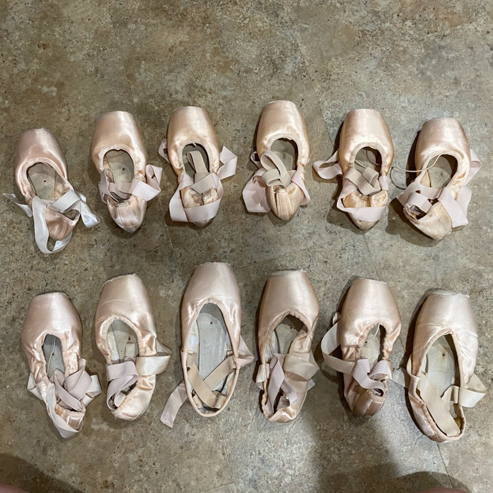 Dead/worn pointe shoes for art